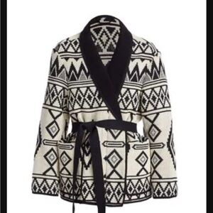 Isabel Marant Breedalia Knit Wrap Jacket - Black/Ecru - Size 34